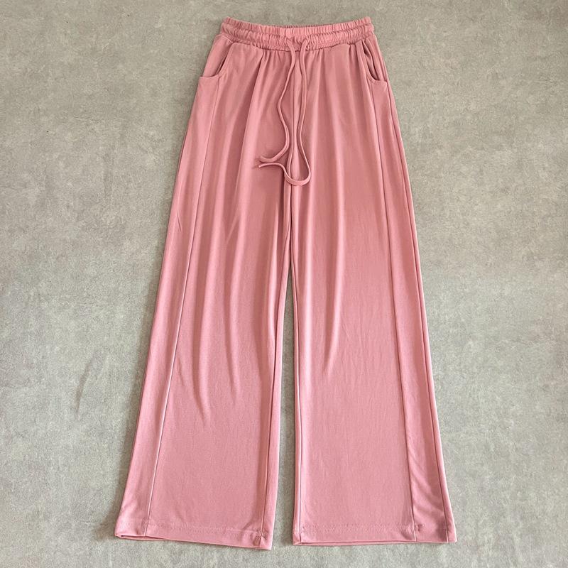 Šedé hedvábné široké kalhoty s vysokým pasem pro ženy - Slim Fit, Odolné proti komárům, Chladivé a splývavé, Ideální pro jaro, léto a podzim