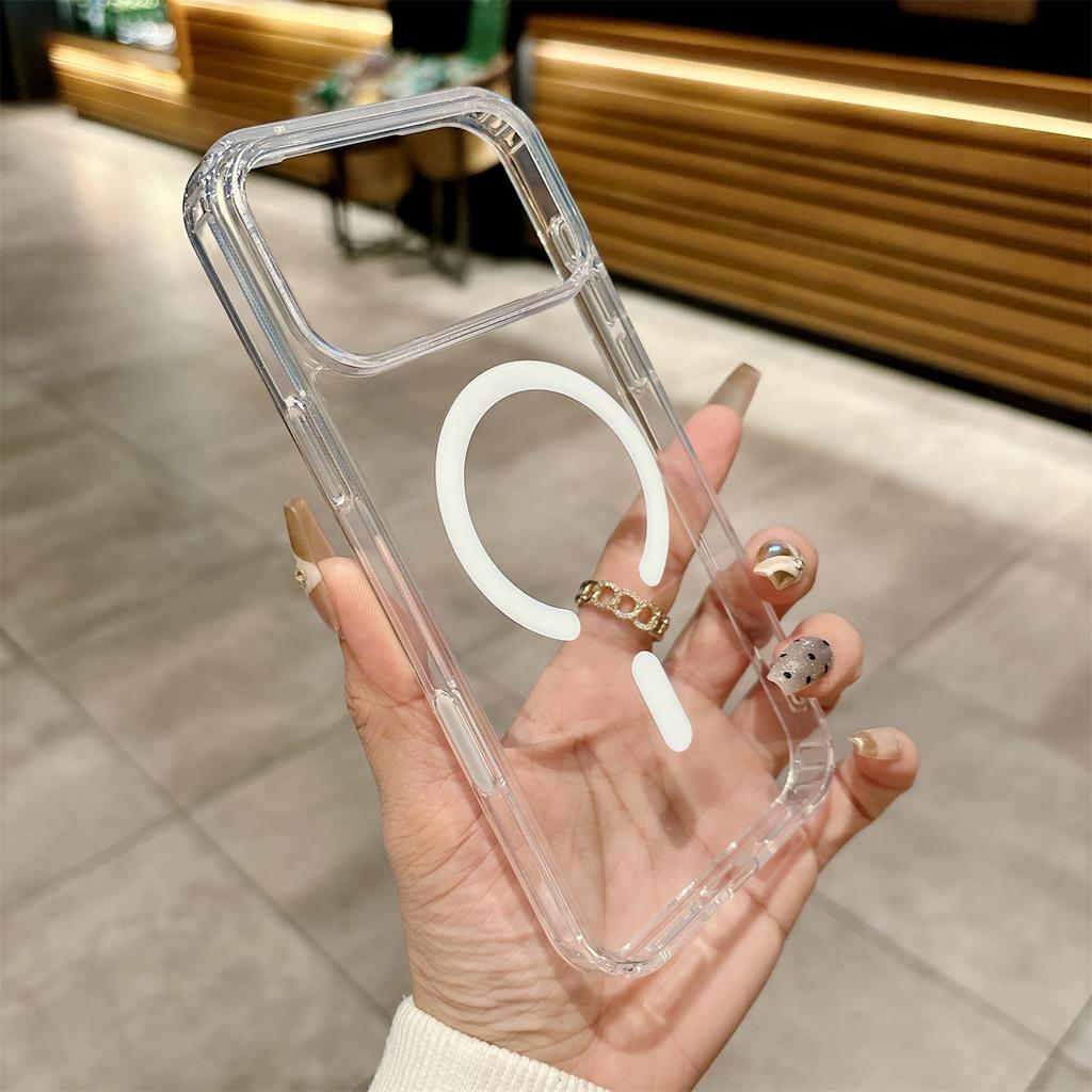 Transparent Cover Magsafe Wireless Charge Phone Case For For Iphone 17 Pro 17 ProMax 17 Air Mini Magnetic PC Clear case