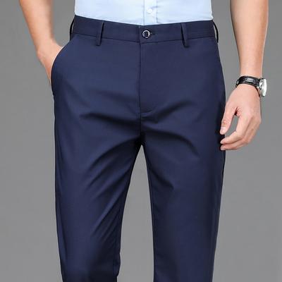 Herren Smart Casual Hosen Stretchig Sportlich Herren Schnelltrocknende Hosen Frühling Volle Länge Gerade Büro Schwarz Marine Arbeitshosen