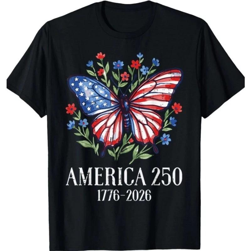 America US Flag 250 1776 2026 250th Anniversary 4th of July art shirt L