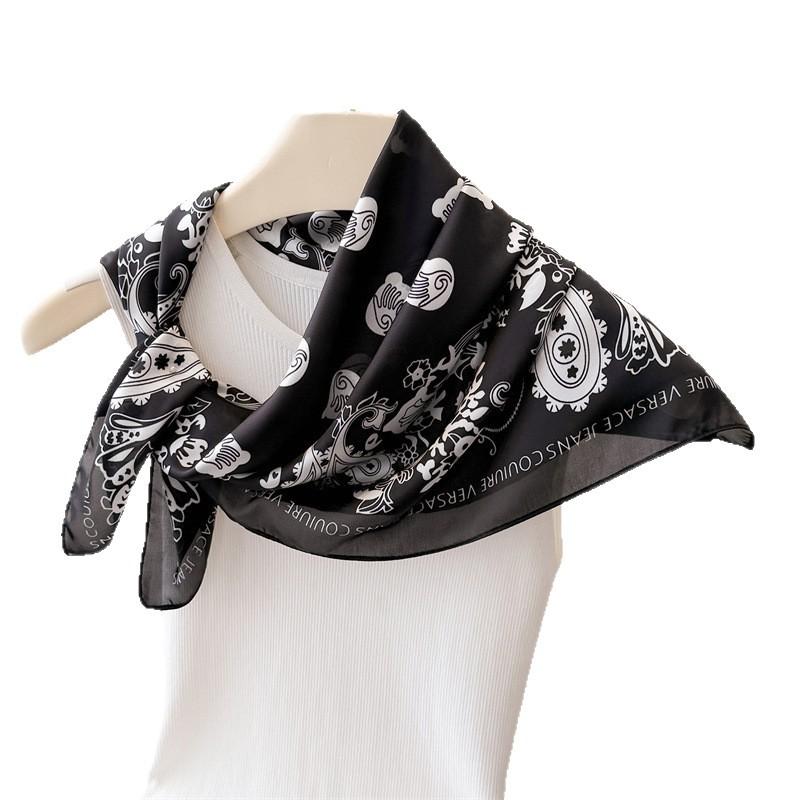Cashew Print Imitation Silk Scarf Square Scarf High-End Shawl Versatile Neck Small Square Scarf Headscarf Scarf Women