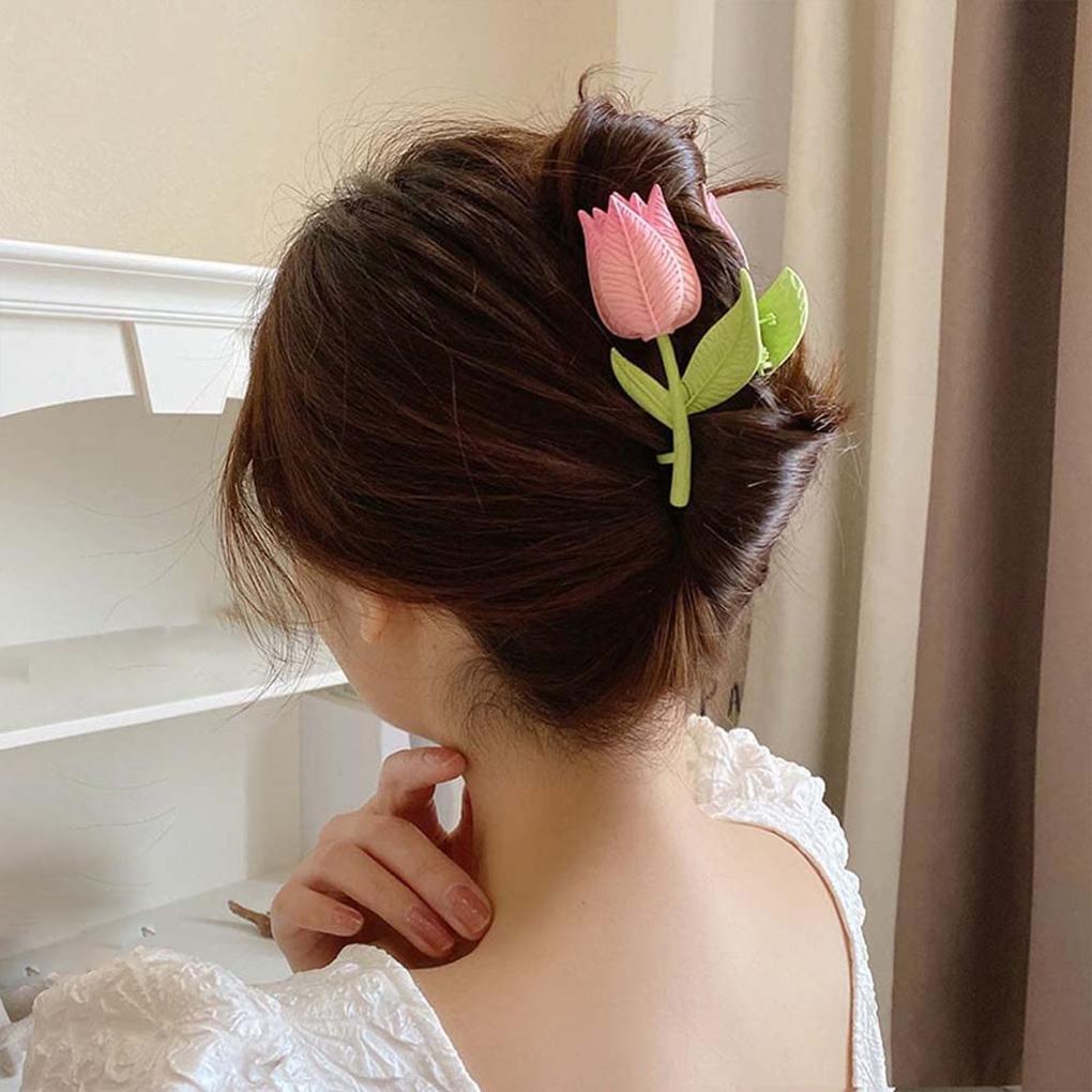 Flower Shaped Hair Claw Clip Wedding Shop Read Hairpin Cooking Non-skid Hairclip Clamp Pocket Headwear for Women