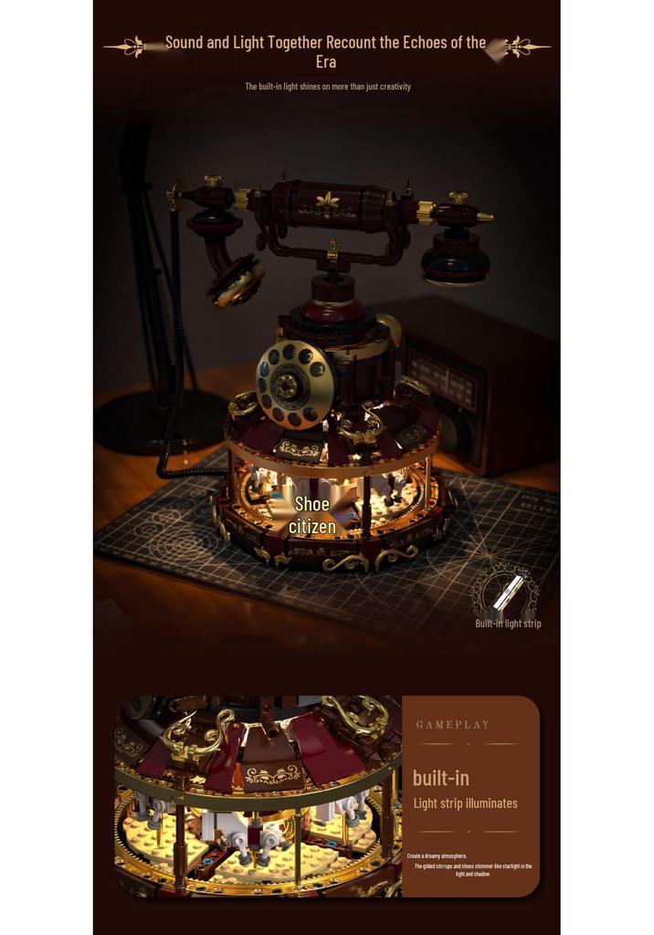 Huiji H1014 Retro European-Style Carousel Telephone Building Blocks for Kids