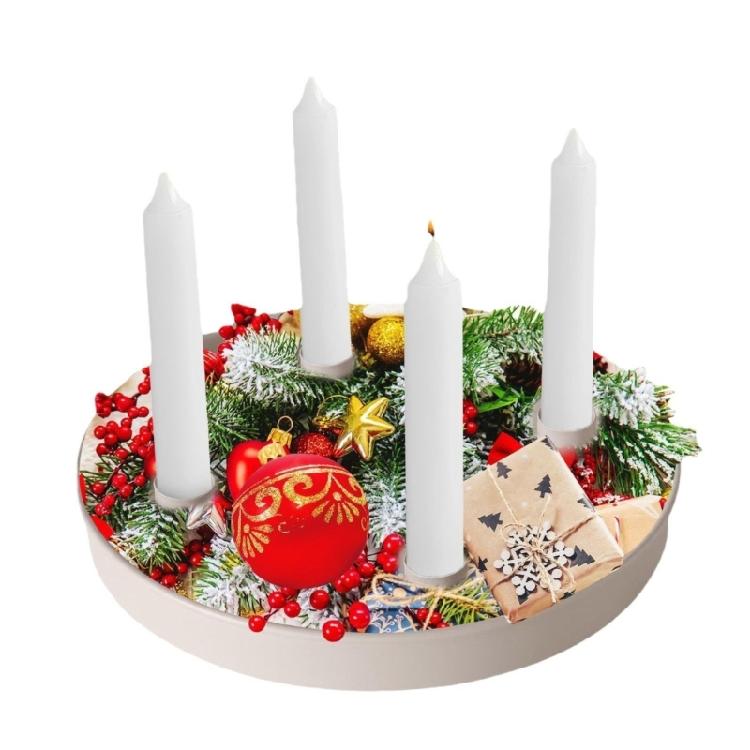 Stylowa magnetyczna taca na świece z 4 świecznikami na świece stożkowe na dekoracje stołowe, organizery na talerze na świece