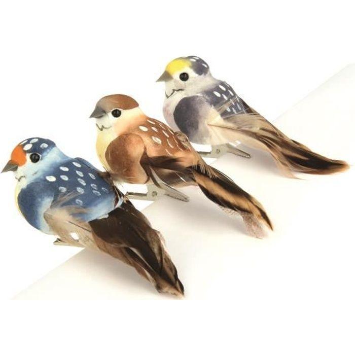 Oiseaux décoratifs Nature 3 pièces - Artémio Multicolore - Assort