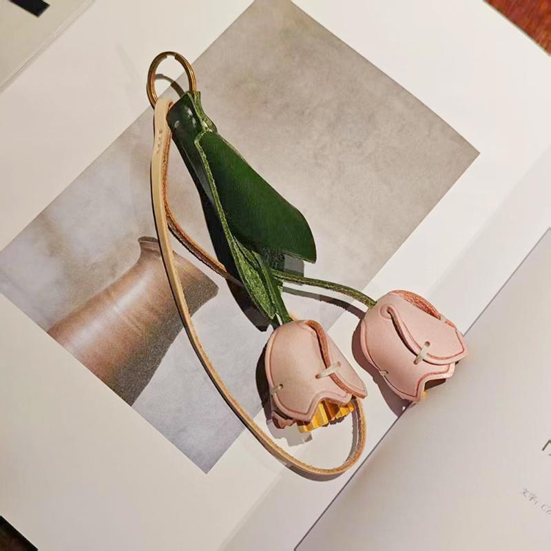 New Advanced Flower Cowhide Leather Bag Charm For Women's Bag Fashion Good Texture Hanging Bag Accessories