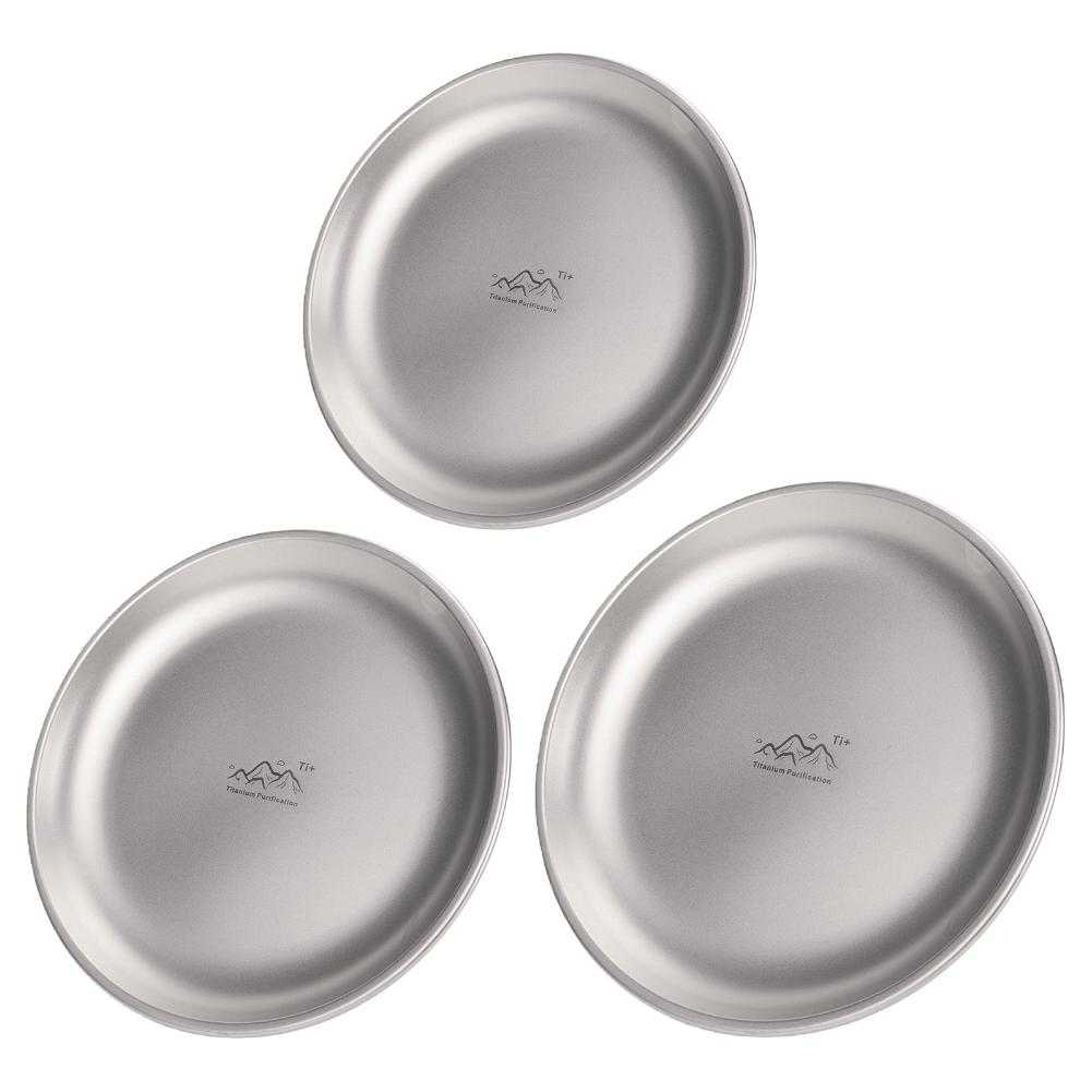 1-3Pcs 14/17/20CM Titanium Purification Plate Backcountry Dinnerware Rust Proof Stackable Camping Tray Outdoor Fruit Salad Dish