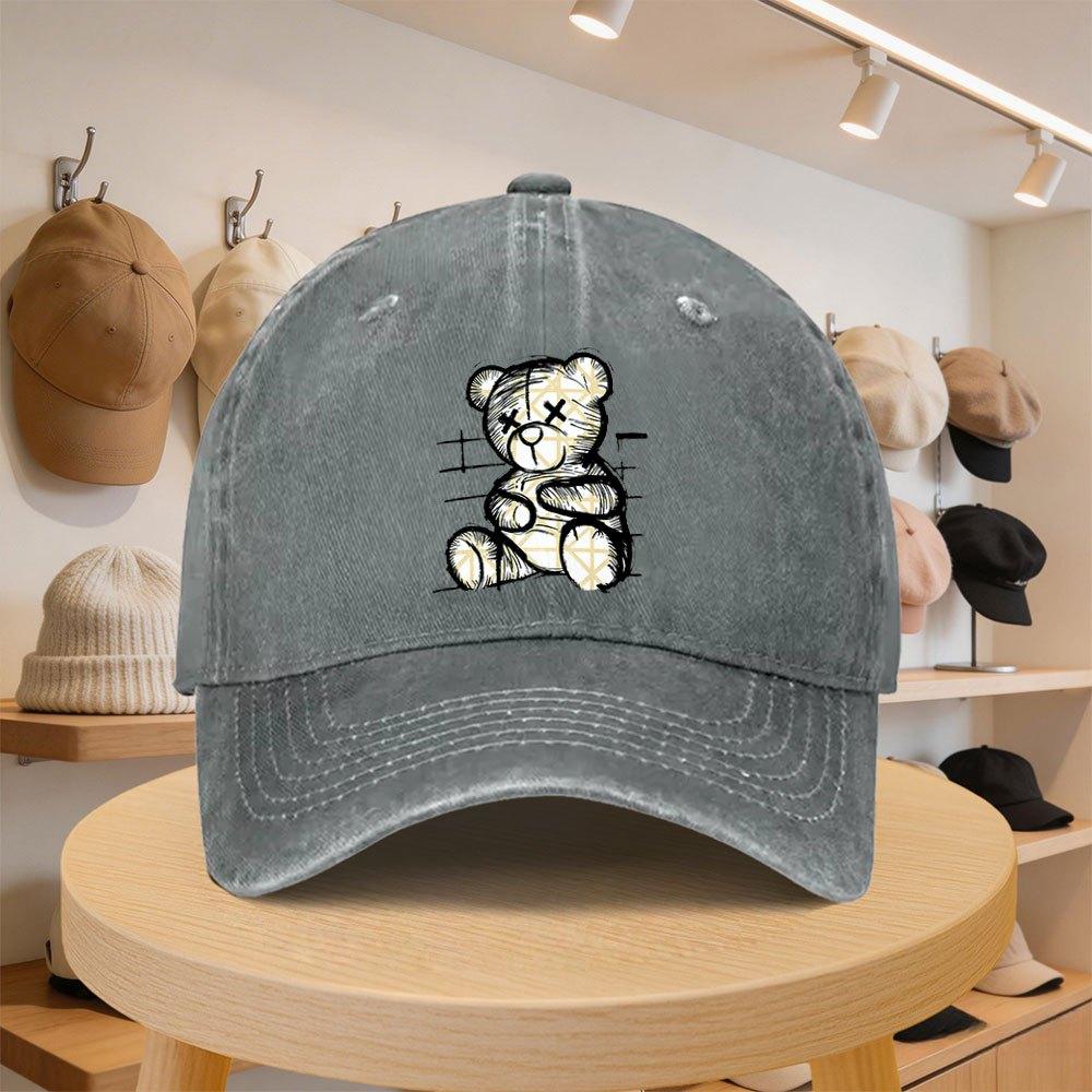 Mens Baseball Cap with GraffitiStyle DeadEye Bear Pattern Fashionable Casual Hat Adjustable for SpringAutumn Outings Tr