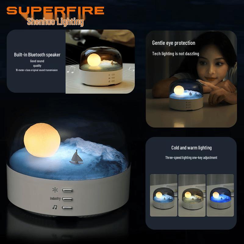 SUPERFIRE Moon Lamp Bluetooth Speaker Night Light