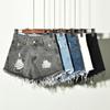 2025 Women's High Waist Ripped Denim Shorts - Versatile, Slimming Wide Leg Summer Style for Students