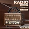 Retro Wireless Radio Portable AM/FM/SW with USB Rechargeable Battery With Antenna, AUX and TF Card Playback, Suitable for Home