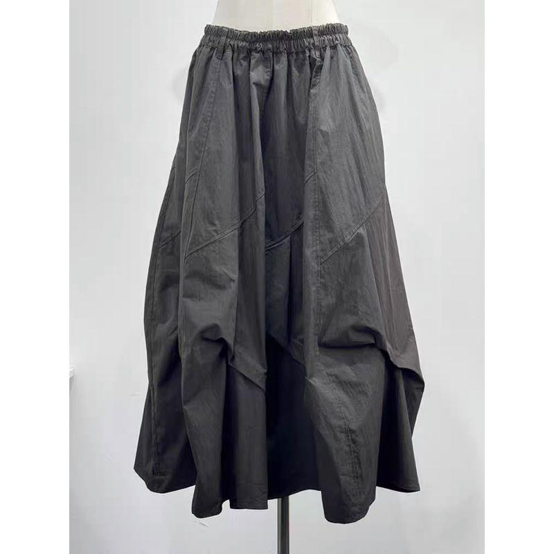 

Awesome X Goods Burst! Gray Pleated Parka Skirt Women s Summer Stylish Yamamoto Style Handsome Midi Skirt Black Gray S
