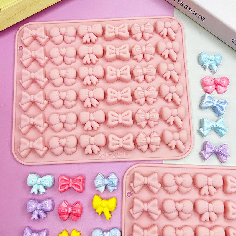 1Pc Bow Silicone Molds With 6 Different Shapes, 36-Cavity Bow Chocolate Fondant Mold For Bowknot Cupcake, Cake , Sugar Craft