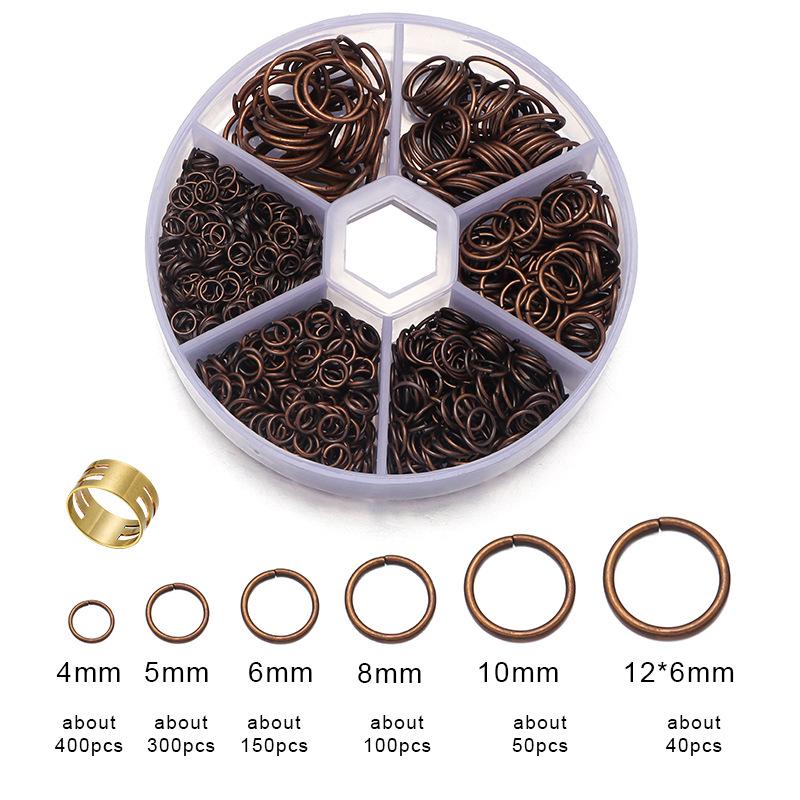 1040pcs Boxed Iron Jump Rings for DIY Handmade Jewelry - Single Loop / Closed Rings