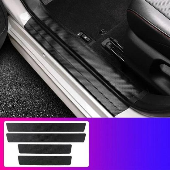 4PCs Carbon Fiber Car Door Entry Guard Scratchproof Protector Sill Scuff Sticker