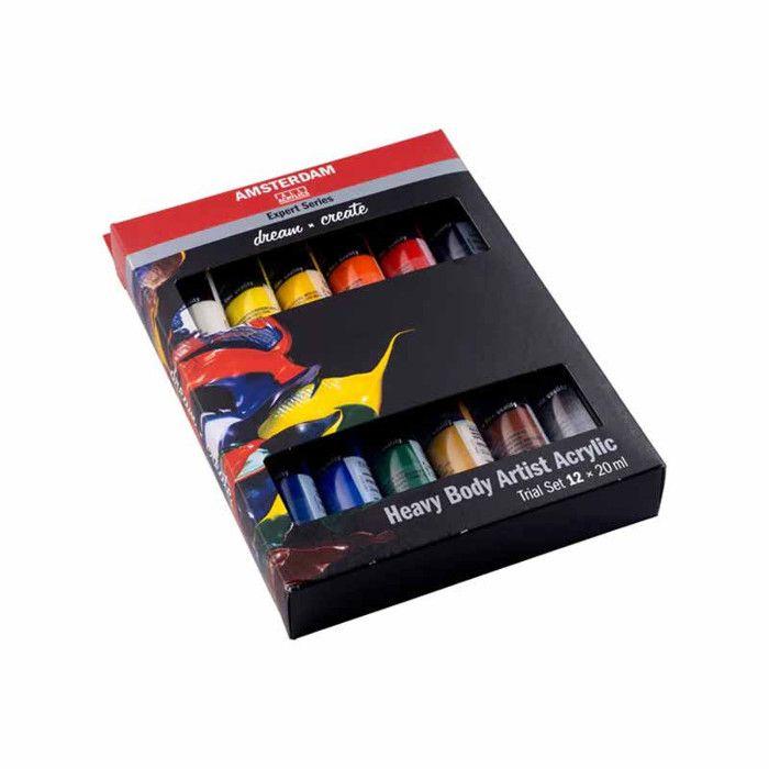 Acrylic Paint - 12 Colors - 20ml Tubes - Amsterdan Expert Series