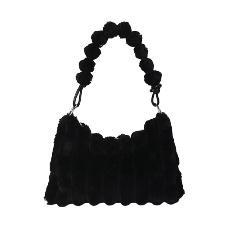 Плюшевая сумка-тоут Y2K сумка через плечо подмышечная сумка подходит для путешествий и покупок чёрный 1700₽