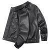 Men's Stand Up Collar PU Leather Jacket, Slim Fit Motorcycle Jacket, Versatile Top