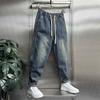 Calça Jeans Masculina JYL Nova Versátil Reta Solta Cropped Patchwork High Street Rasgada Denim