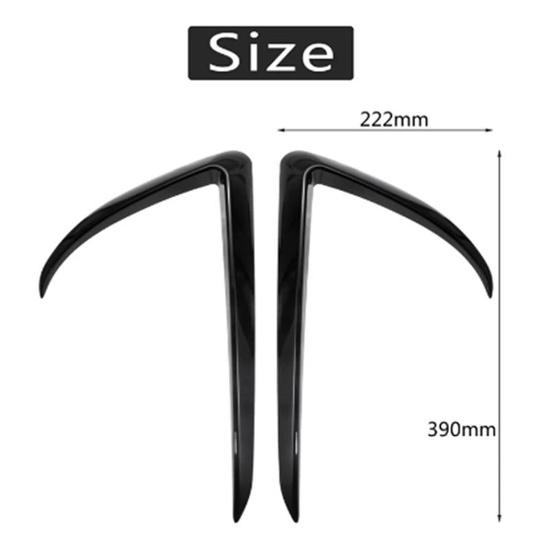1 Pair ABS Black Carbon Fiber Car Front Light Eyebrow Wind Knife Fog Lamp Frame Trim for Tesla Model 3 2017 2018 2019 2020