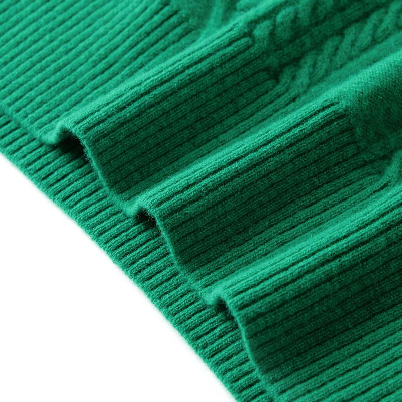 TUHUANG 100% Pure Wool Cable Knit Semi-High Collar Women's Sweater