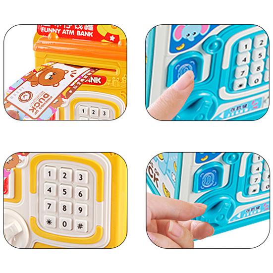 Mini Piggy Bank Emulated Fingerprint Key Cute Cartoon Duck Saving Pot Ornament Save Money Plastic Simulation ATM Saver Children Coin