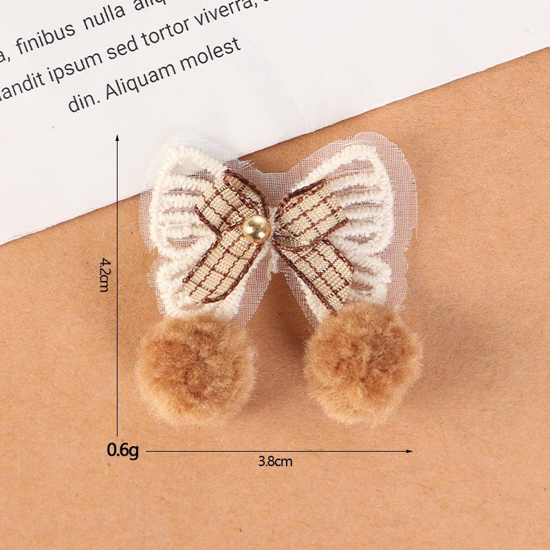 Milk Coffee Bow-Tie Bunny Ear Fabric Patch for DIY Children's Clothing Accessories