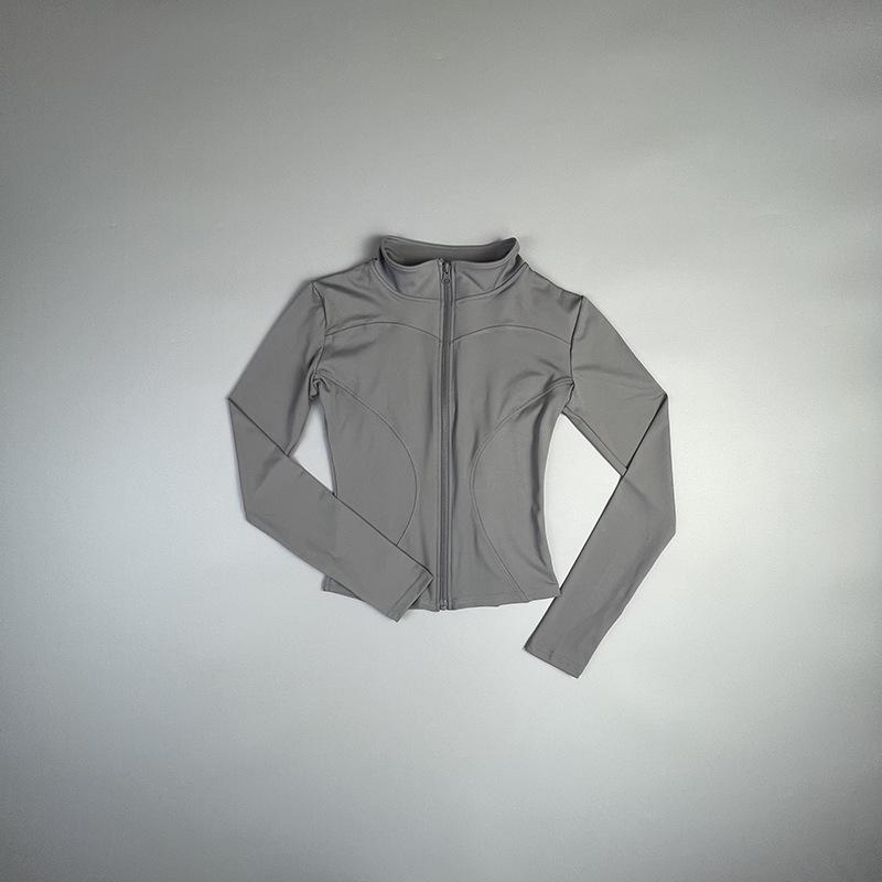 Women's Slim Fit Yoga Jacket - Long Sleeve, Stand Collar, Zipper, for Autumn/Winter Running and Fitness.