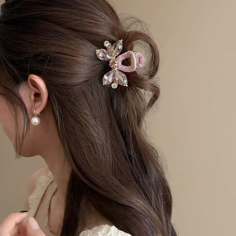 Crystal Half-Up Hair Clip Exquisite Rhinestone Side Hair Clip Shark Clip For Women