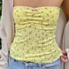 Floral Lace Splicing Pleated Slim Tube Top Girl Thin Inner Top