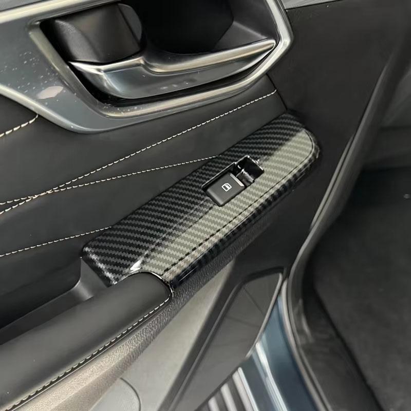 LHD For Isuzu D-MAX DMAX 2023 2024 2025 Carbon Fiber 4pcs Power Window Switch Panel Cover Sticker Modification