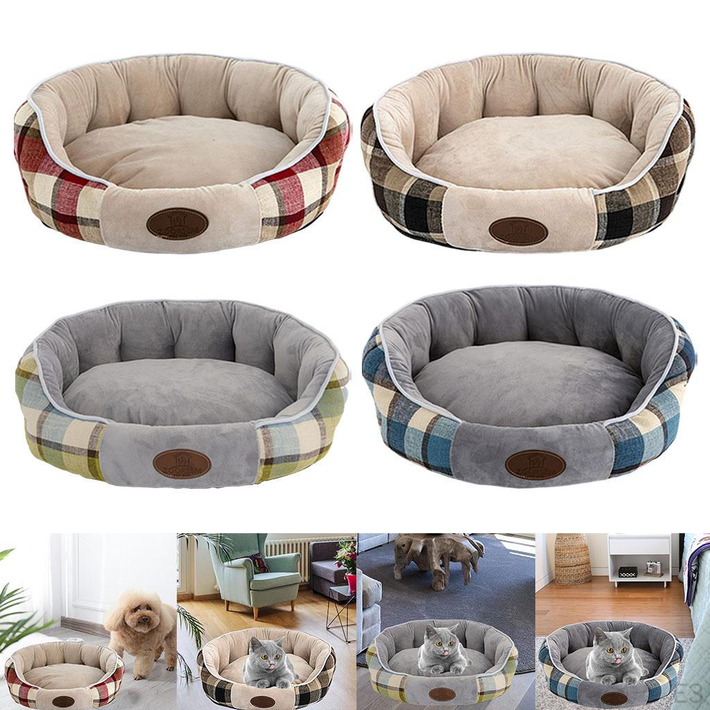 Large Size Lattice Bed Cat nest Warm Round Home Fabric Kennel Short Plush Soft Pet Supplies Durable