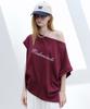 Nigaennikol Lettering Off Shoulder Top_Plum