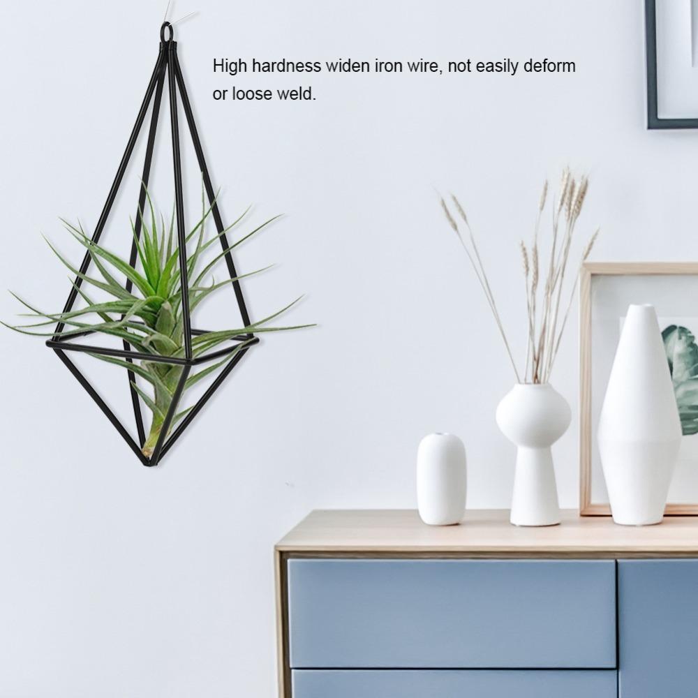 4 Stück Schwarze Metall-Tillandsia-Pflanzgefäße Eisen Geometrischer Pflanzenaufhänger Langlebiger Boho-Pflanzenhalter