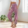 Women's Pocket Drawstring Trousers High Waist Yoga Retro Print Casual Pants
