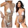 Bikini Swimsuit Tied White Two-piece Beach Sunbathing L Bikini Swimsuit Tied White Two-piece Beach Sunbathing S