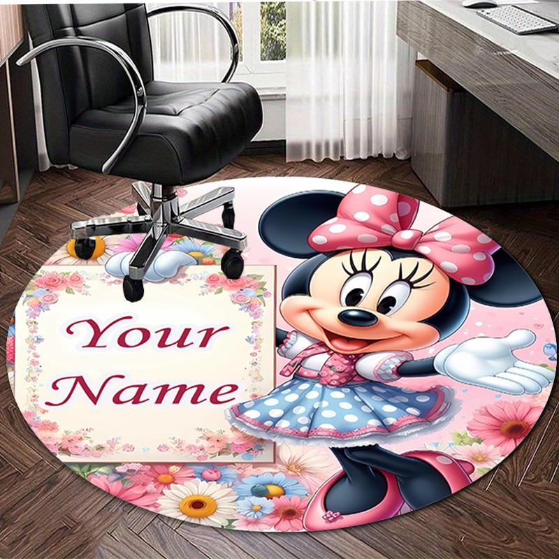 Personalized M-Minnie Round Chair Office Rug - Perfect for Mat, Office Chair & More - Ideal Gift for Birthdays and Holidays