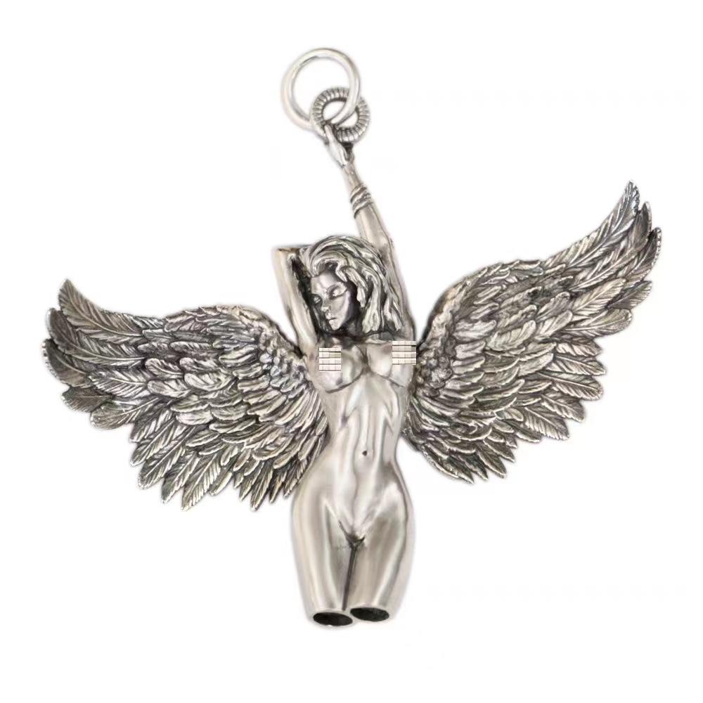 Vintage Silver Color Sexy Beauty Angel Pendant Necklace for Men Women Long Chain Necklace Hip Hop Jewelry Accessories Gifts