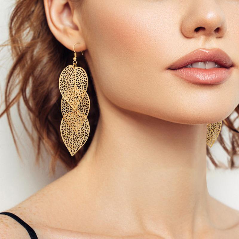 Vintage European & American Bohemian Leaf Dangle Earrings