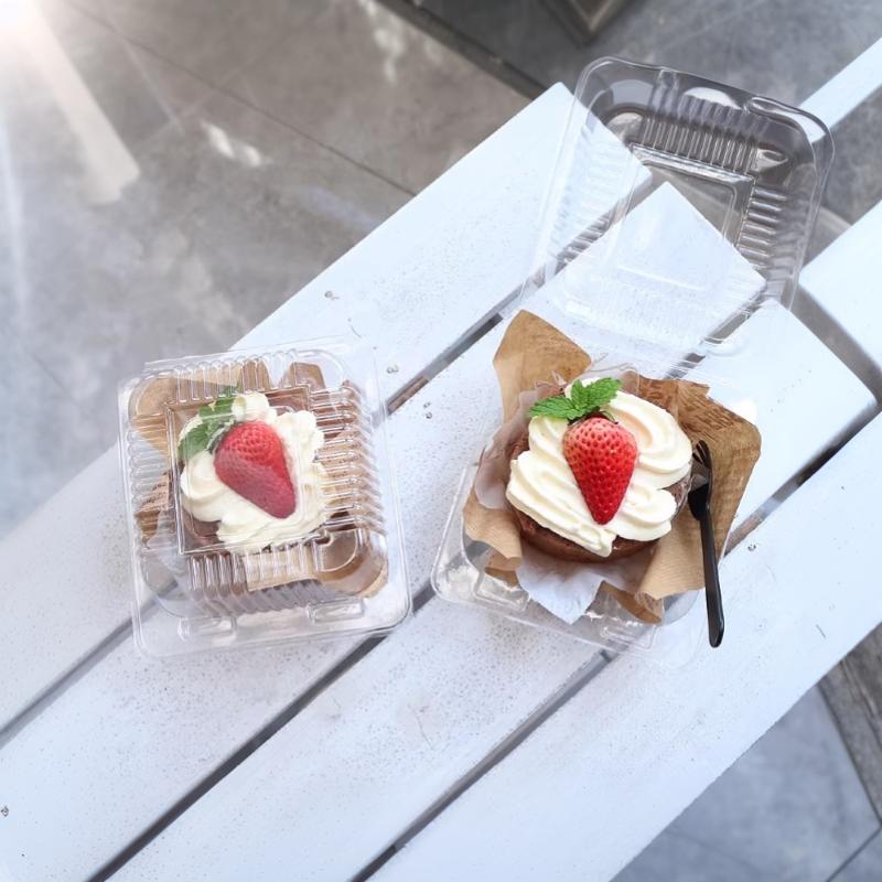 50Pcs Transparent Plastic Cake Box With Flip Cover Square Dessert Box Wedding Party Mousse Fruit Cake Food Packing Box