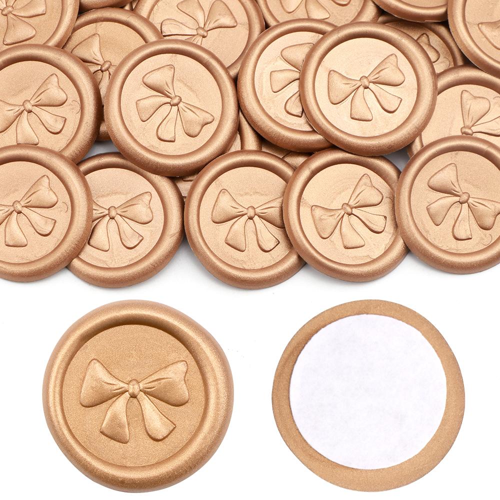 10 шт. Наклейки-штампы для восковой печати с узором банта, Золотые самоклеящиеся наклейки для восковой печати, Наклейки для запечатывания свадебных приглашений и конвертов