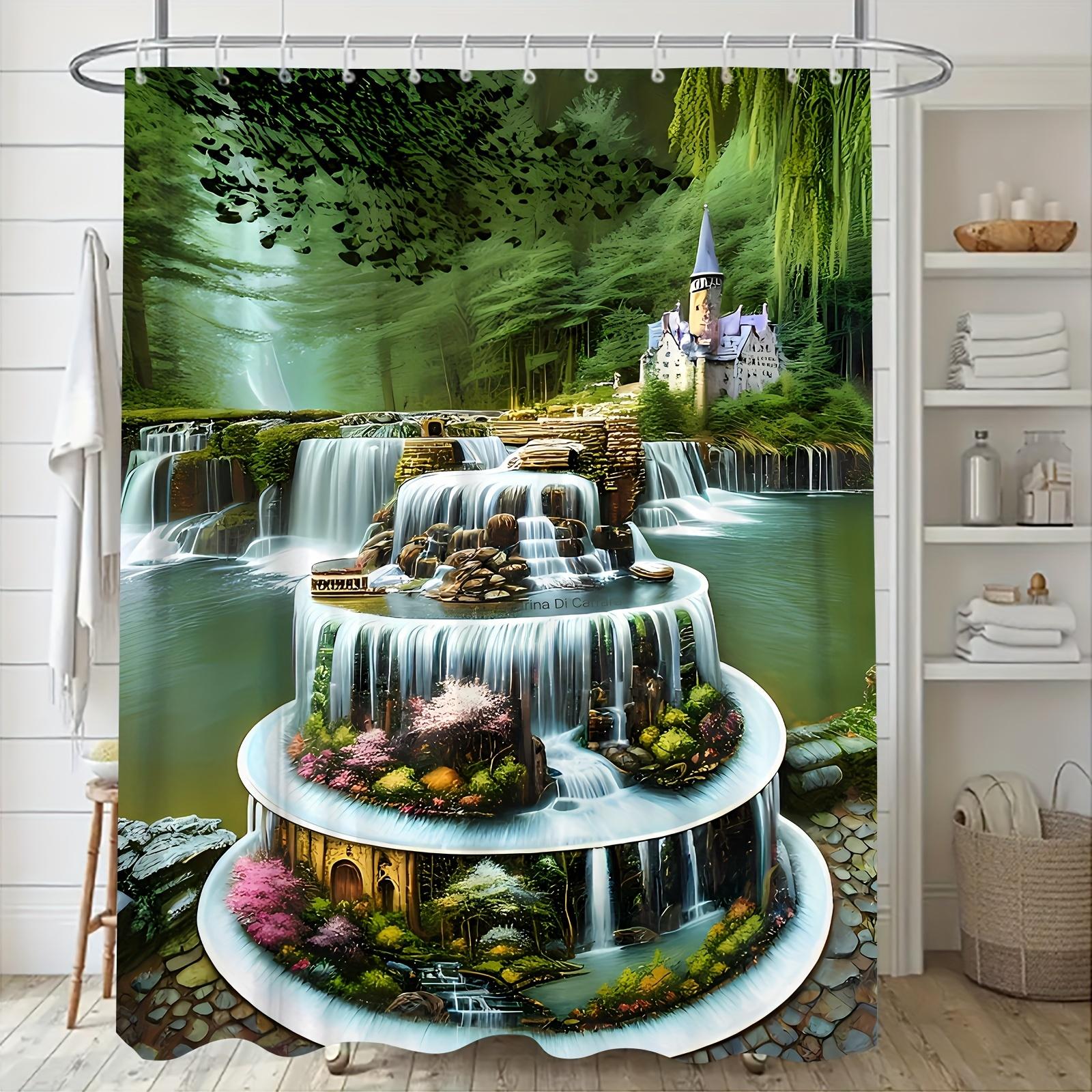 

Красивые горные водопады узор занавески для душа геометрические полосы шторы для ванной комнаты аксессуары набор занавеска для ванны с крючками водонепроницаемые 180X180cm