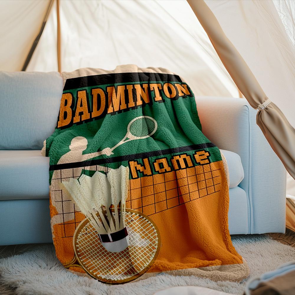 Badminton Outdoor Customize Your Name Blanket Comfortable Soft Lightweight Allseason Multipurpose Blanket For Travel Camping Picnics Sofa Office Bed
