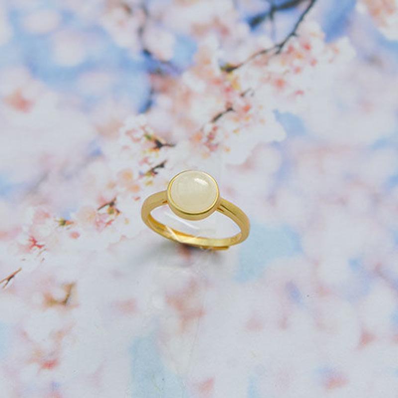 

Натуральный гетианский нефрит, барочное женское кольцо с инкрустированным камнем-кабошоном Adjustable