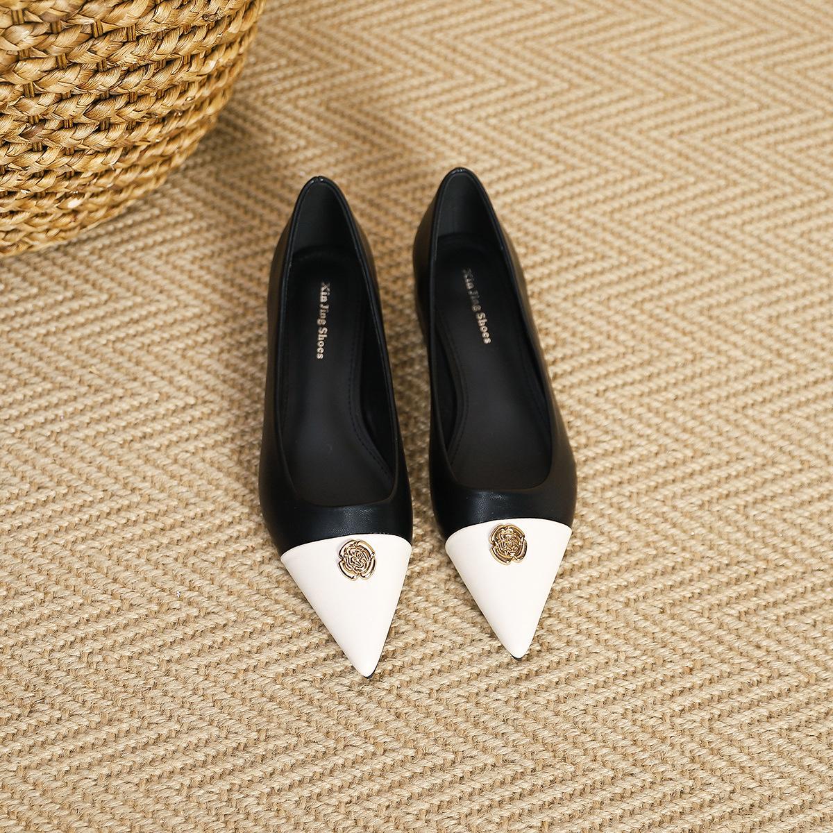 

2008-16 маленькая золотая монета остроносые балетки 2025 новая цветовая гамма остроносые туфли на низком каблуке профессиональные для работы женщины 35 чёрный