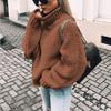 Autumn and Winter Sweater Women's New Style Curled High Collar Batwing Sleeve Knitted Sweater