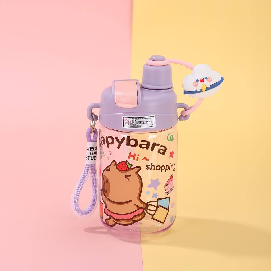 Water bottle explosion Kapibara plastic cup plastic straw cup men and women high value outdoor portable kettle children cartoon