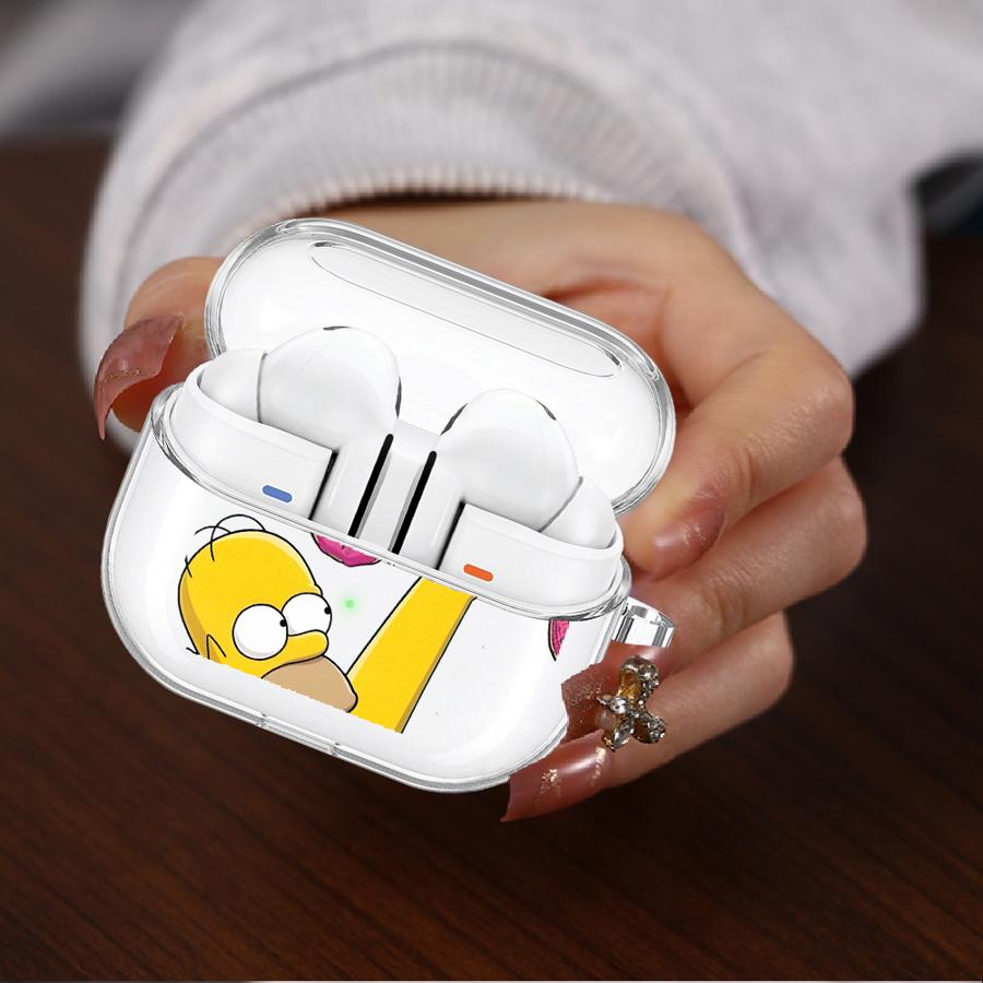 Cartoon The S-simpsons Clear Earphone Cases Cover With Hook Case For Samsung Galaxy Buds 4Pro 4 Pro 2 Live 2Pro 3 FE 3Pro