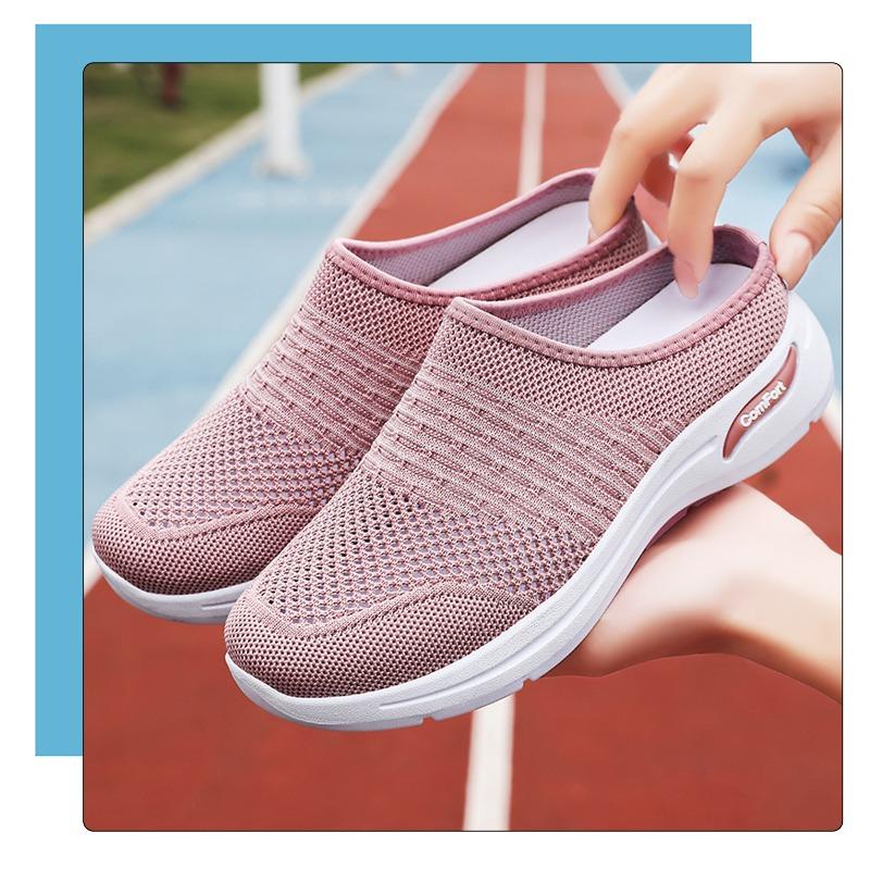 Women Closed Toe Slippers Breathable Slip On Slides Soft Sole Casual Outdoor Shoes Solid Color Versatile