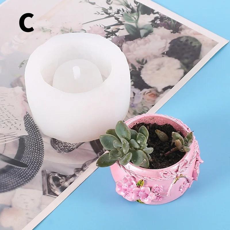 Creative Plaster Gypsum Mould Suitable Flowerpot Concrete Silicone Mold Home Garden Plants Molds Round Container Home Supplies